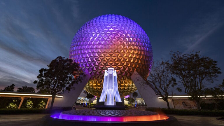 EPCOT Spaceship Earth at Night 768x432