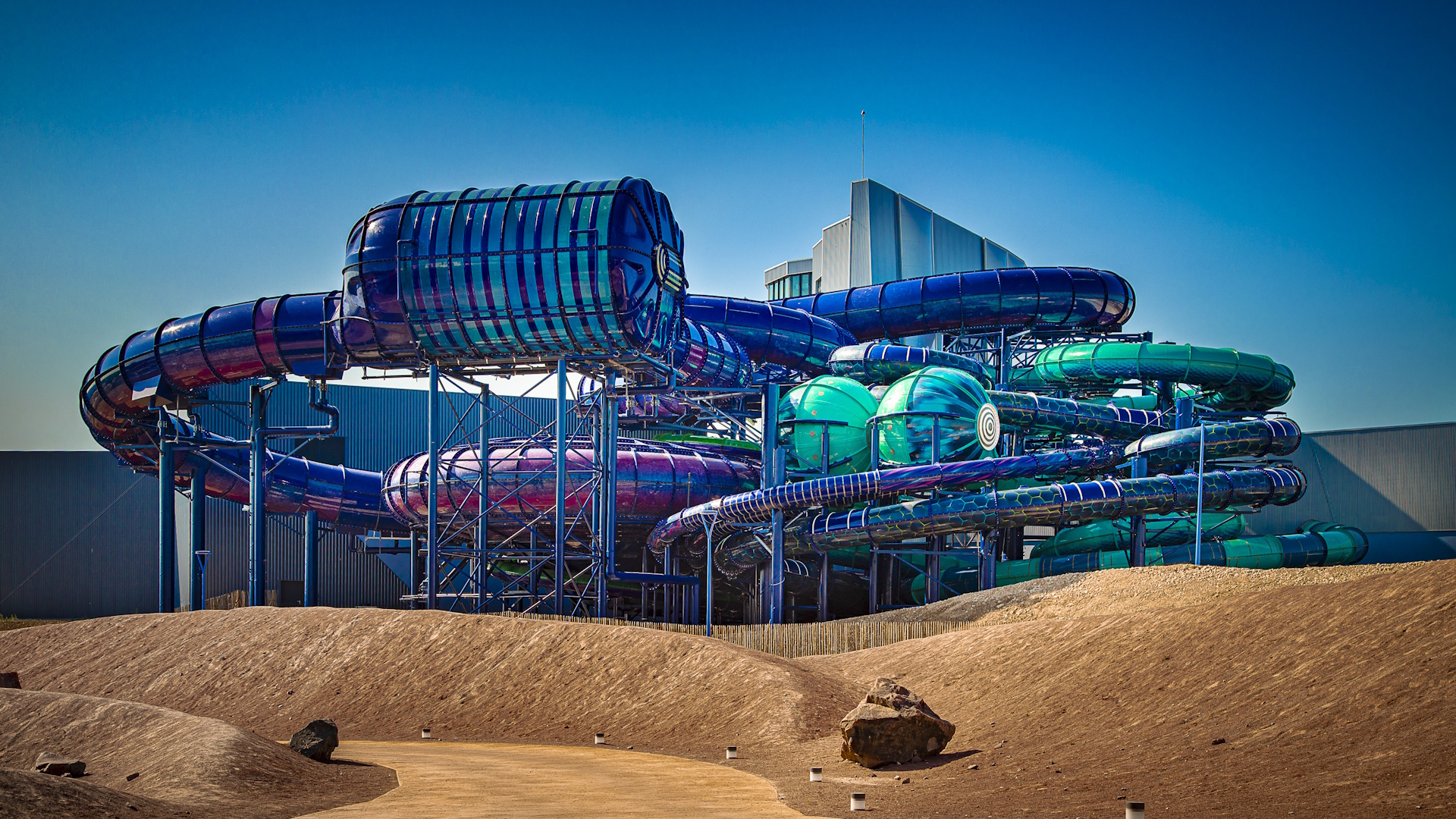 Aquascope - Waterslides viewed from Outside the Attraction