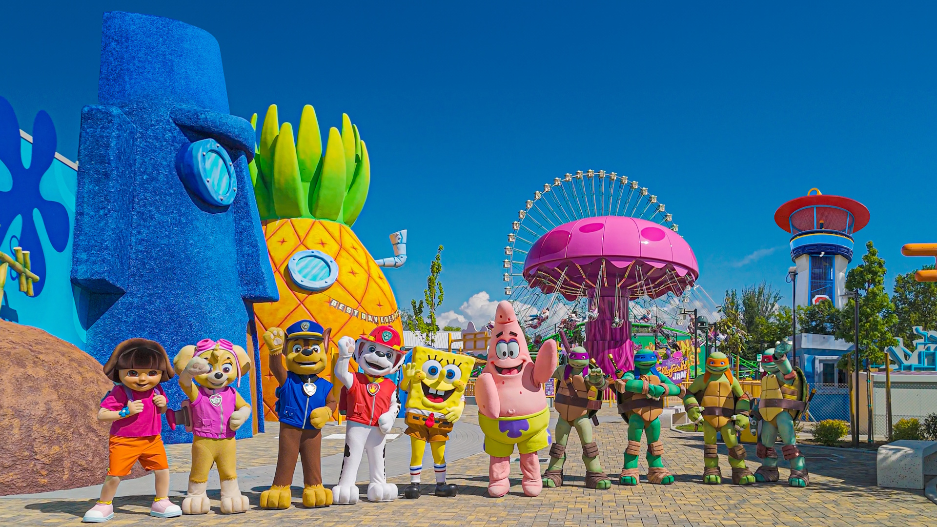 Mirabilandia Nickelodeonland bikini bottom area characters 1