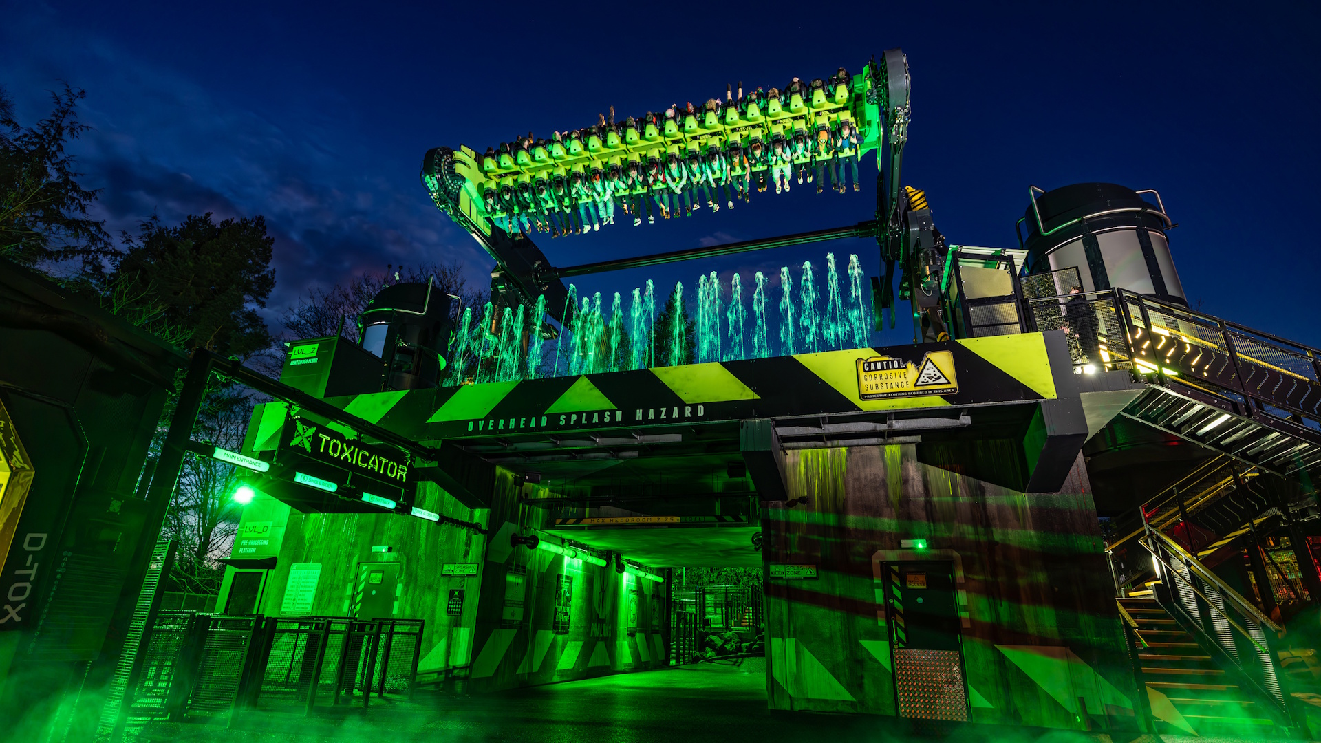 Toxicator (Huss top-spin Ride) at Alton Towers Resort uses Advanced Technology to monitor the ride components and report any problems